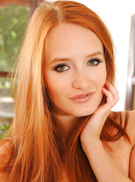 Luscious czech red-haired milf Denisa Heaven unveils small tits and toys her twat 